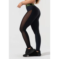 LEGGING FITNESS FEMININA COM ELÁSTICO NO CÓS E TULE LATERAL ACTIVITY DLK