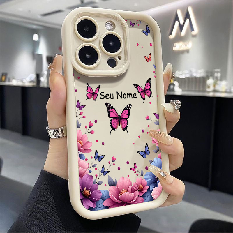 Capinha De Personalizada borboleta Celular Compatível Com iPhone 16 15 14 13 12 11 Pro Max 16Plus X XR Silicone Traseira em Oferta na Shopee