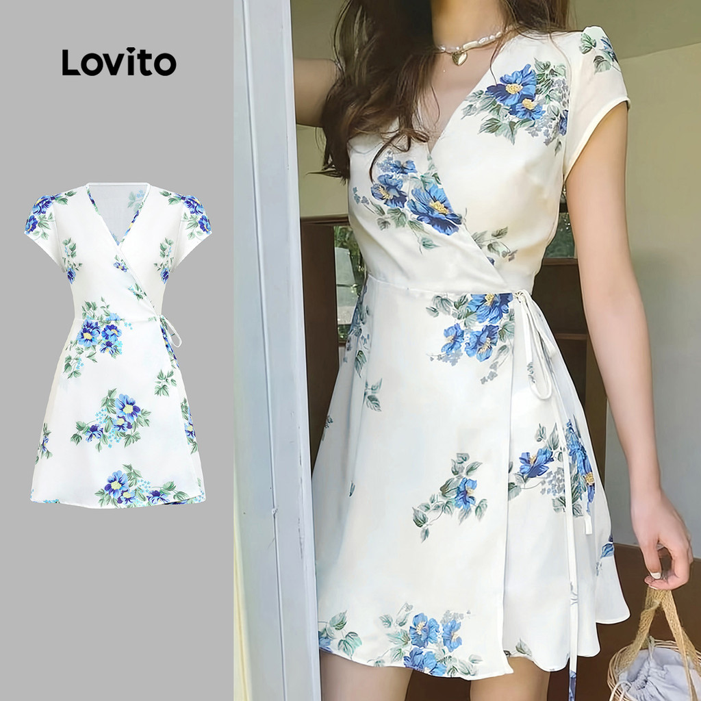 Lovito Vestido Elegante Envolvente para Primavera/verão para Mulheres L154LD379 em Oferta na Shopee