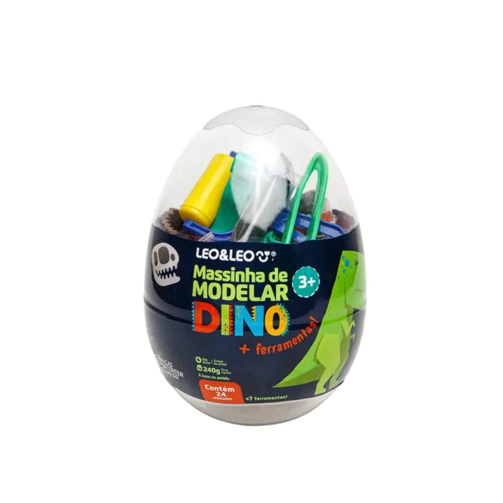 Kit Massa de Modelar Ovo Dino - 24 Cores + 7 Moldes Leo&Leo Leonora - 73537 em Oferta na Shopee