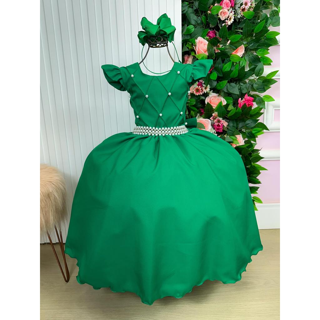Vestido Infantil Menina Longo Verde Bandeira Dama De Honra Daminha Formatura Evento Casamento