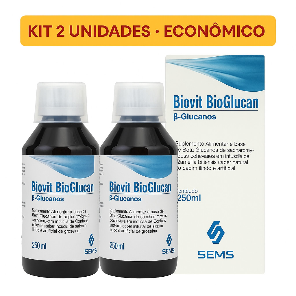 Kit 2x Biovit Bioglucan 250ml | Energia, Imunidade e Vitalidade | Beta-Glucanos SEMS