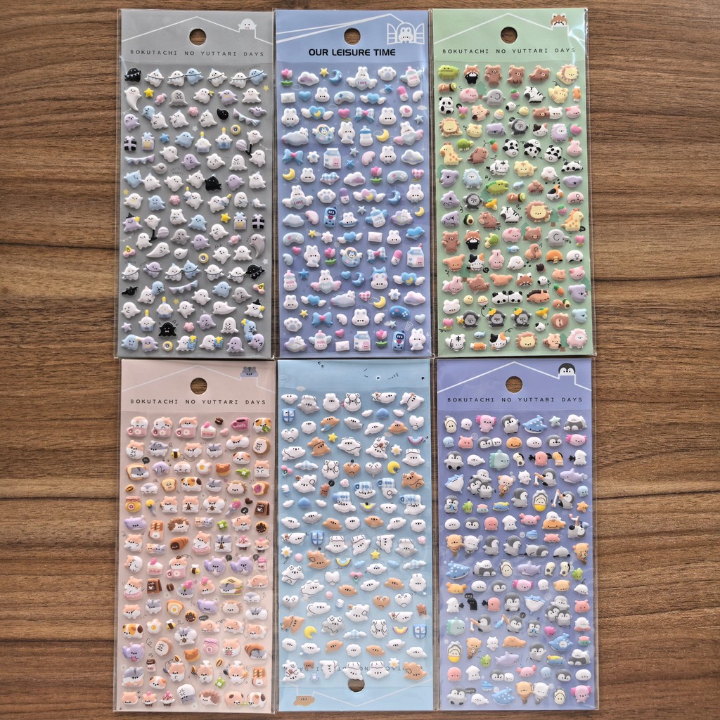 6 Peças De Adesivos De Animais Estilo Japonês 3D-Tit , Hamster , Pinguim , Filhote De Cachorro , Decalques De Recompensa