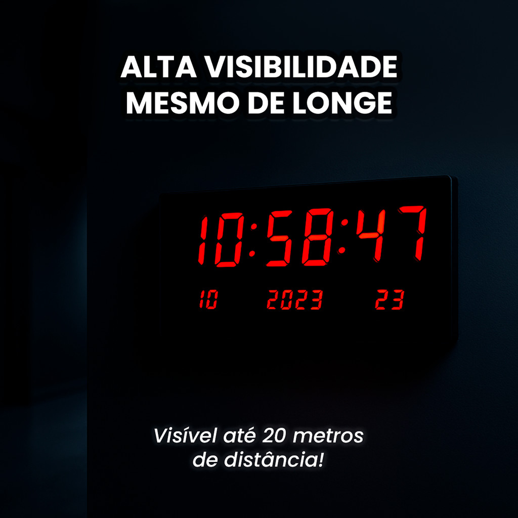 Relógio Parede Led Digital Grande 47cm Data Termômetro Firma Academia Hospital
