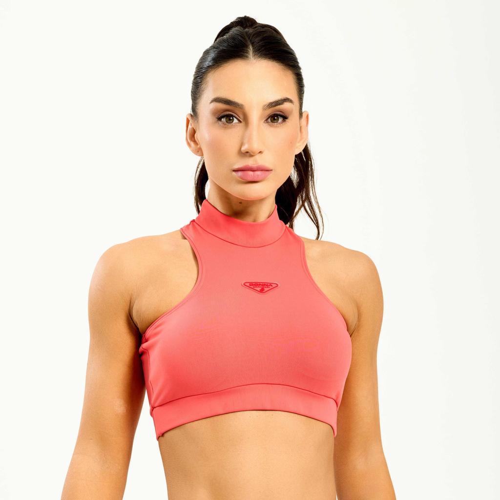 Top Like Laranja Flower Coral Poliamida Com Bojo