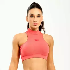 Top Like Laranja Flower Coral Poliamida Com Bojo