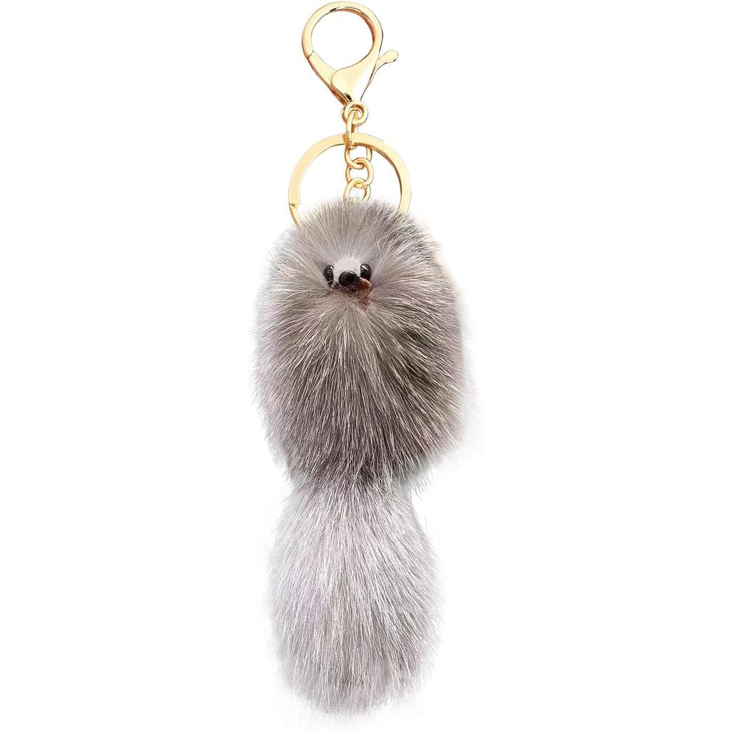 Bonito Chaveiro De Pelúcia Peludo Raposa Cauda Saco Encantos Bolsa Para Bolsas Mochila Tote Presentes Mulher