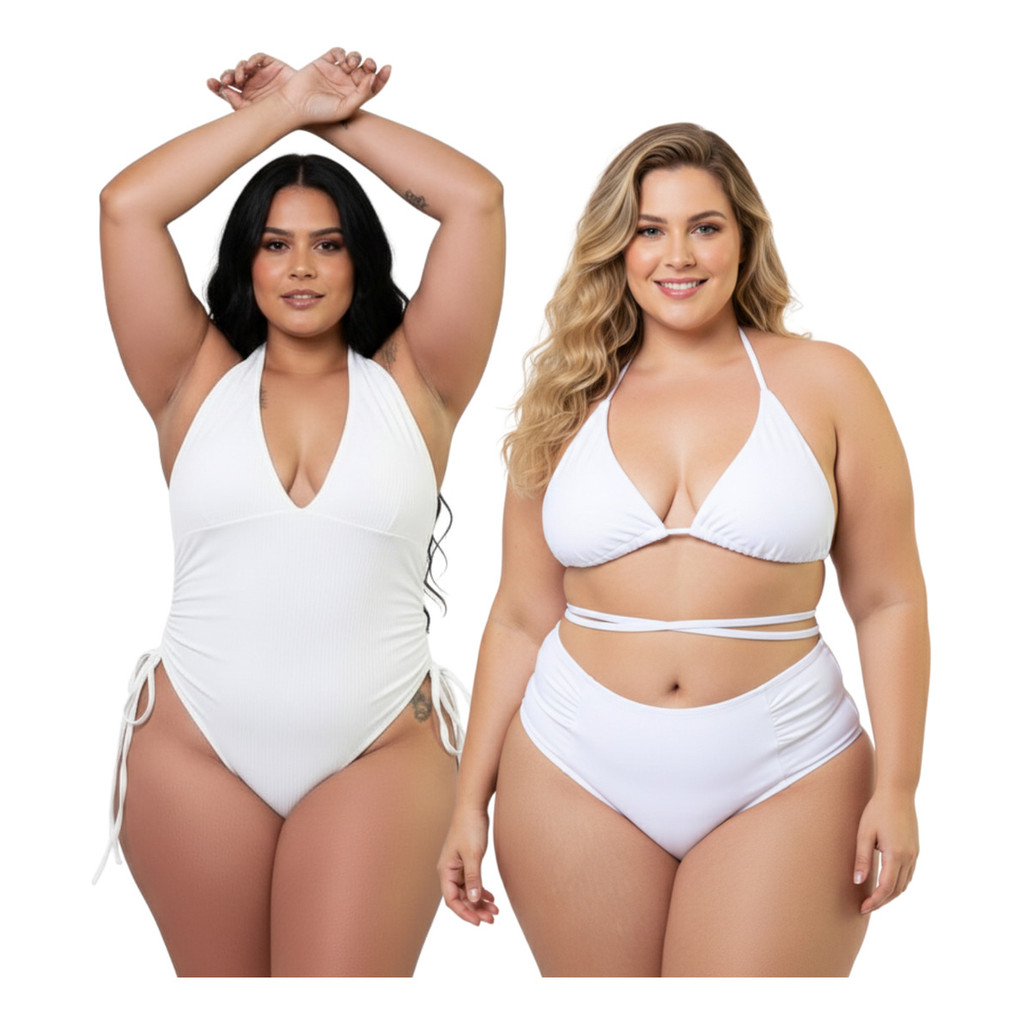 Kit Biquíni + Maiô Plus Size Suplex Canelado 100% Forrado super confortavel para praia e piscinas, envio IMEDIATO.