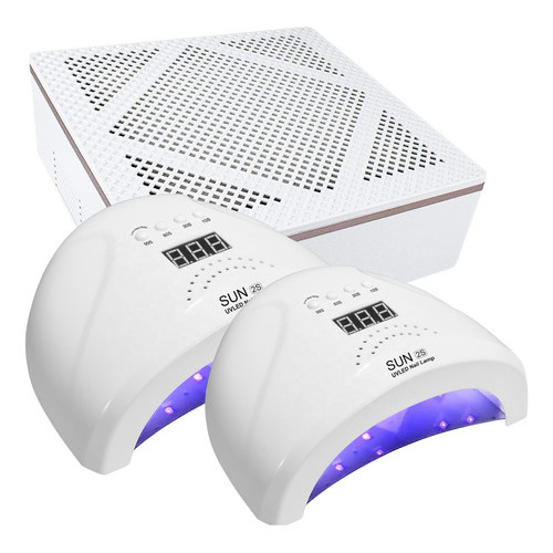 Coletor Sugador Grelha Aspirador De Pó para Unhas de Gel +2 Cabine Sun 1s Led Uv 48w Branco alongamento de unhas Nail