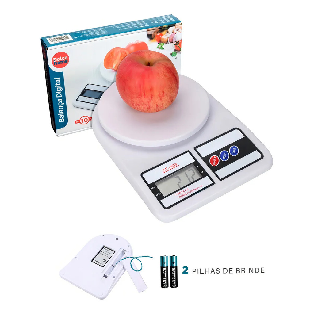 Balança digital cozinha precisão pilhas inclusas AA 10kg - Dolce Home