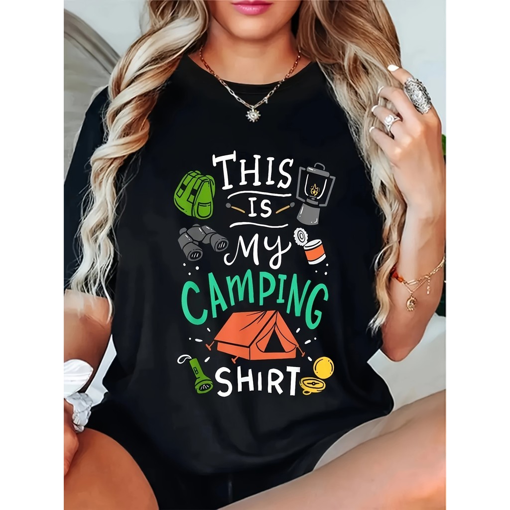 Camiseta Unissex Masculina e Feminina Camping "This Is My Camping Shirt" Tenda Aventura Acampamento Confortável Divertid