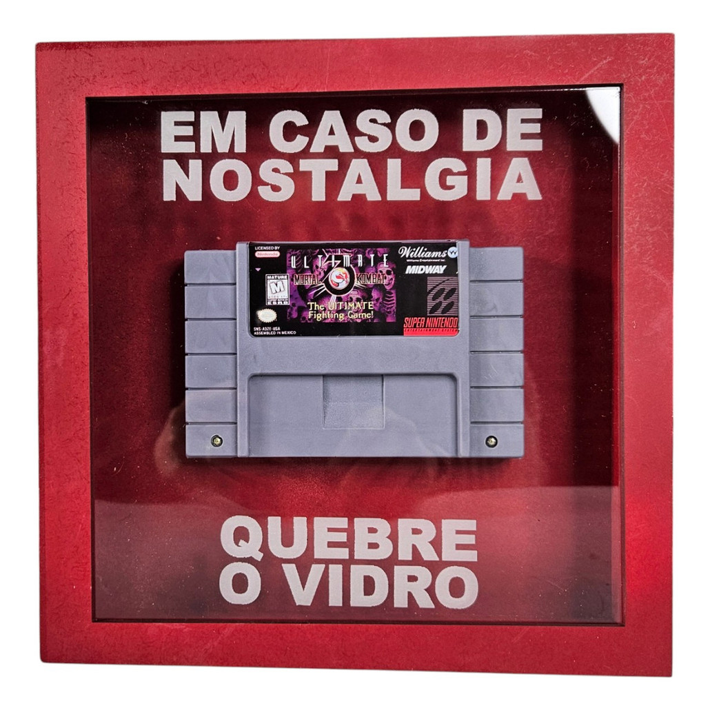 Quadro Cartucho Mk3 Snes Nostálgico Com Moldura E Martelo
