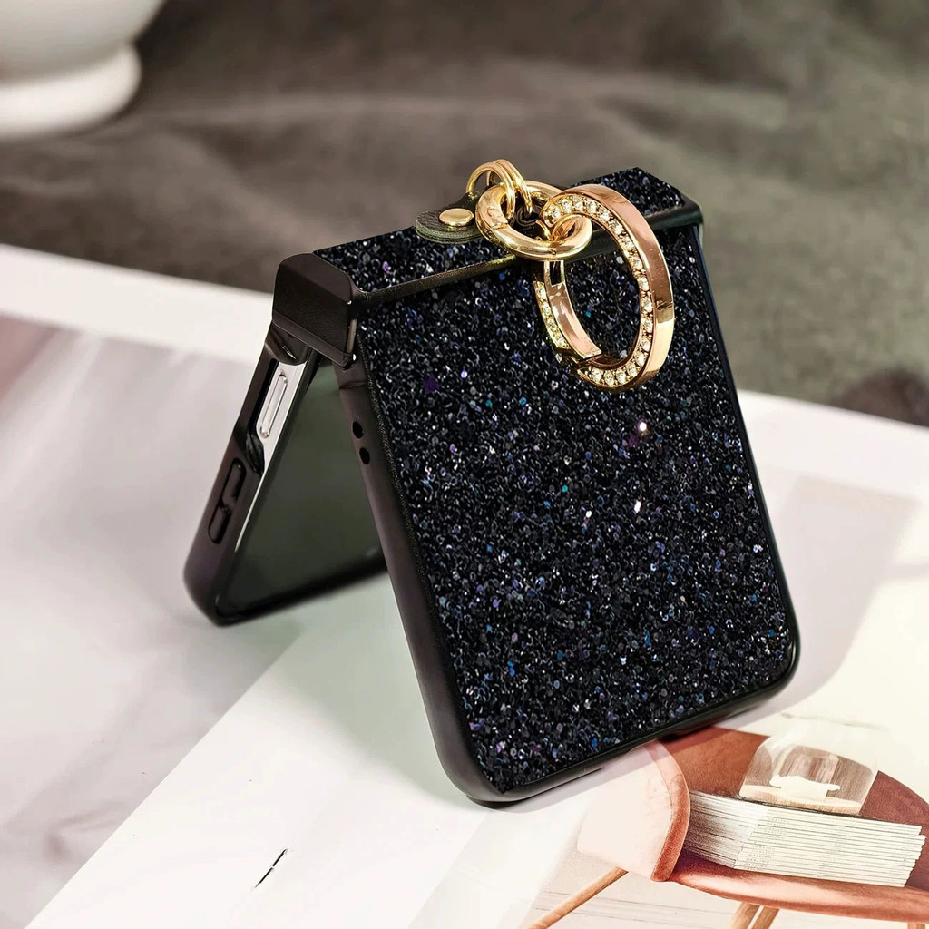 Capa para Motorola Razr 70 Ultra/ 70 /60/50U - Couro Sintético com Glitter e Ane