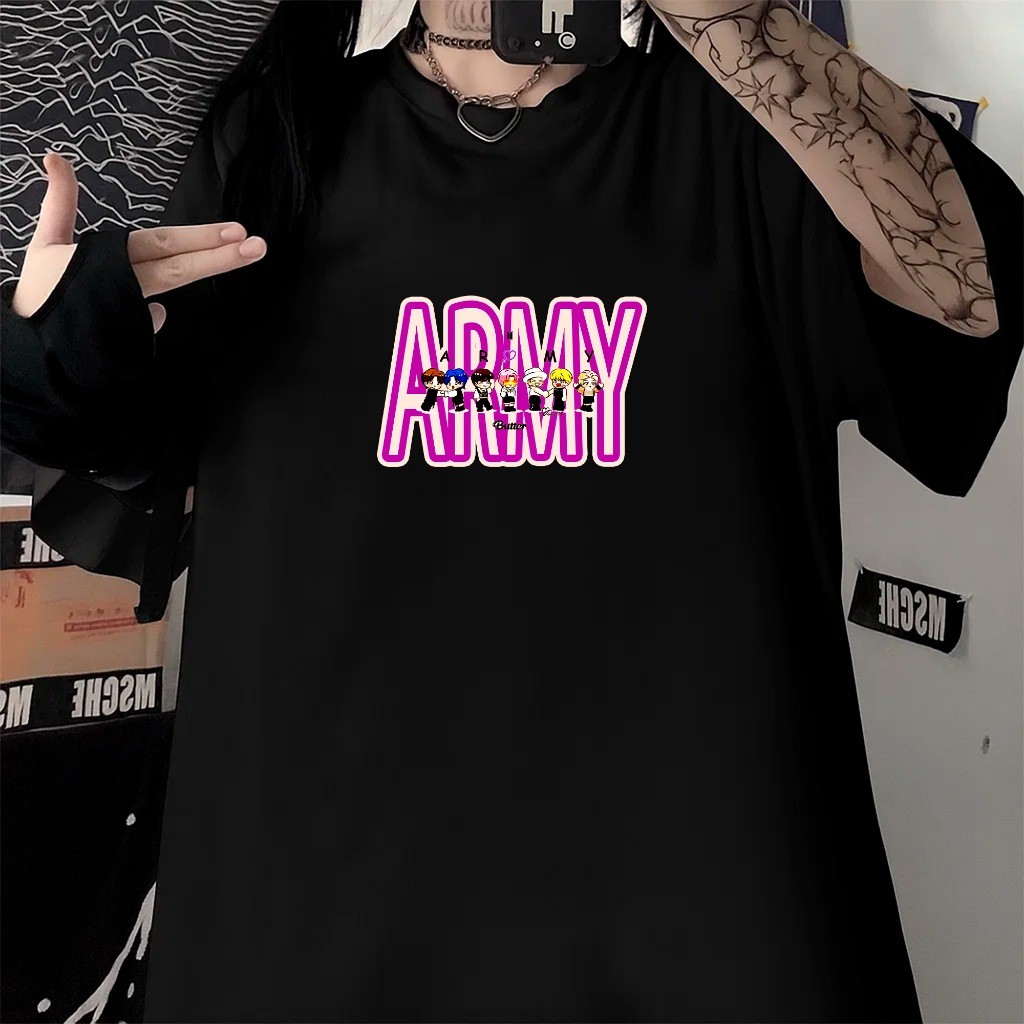 Camiseta Oversized Kpop Army Jungkook BTS Cantor Streetwear Unissex 100% Algodão Fã Lançamento Feminino Masculino