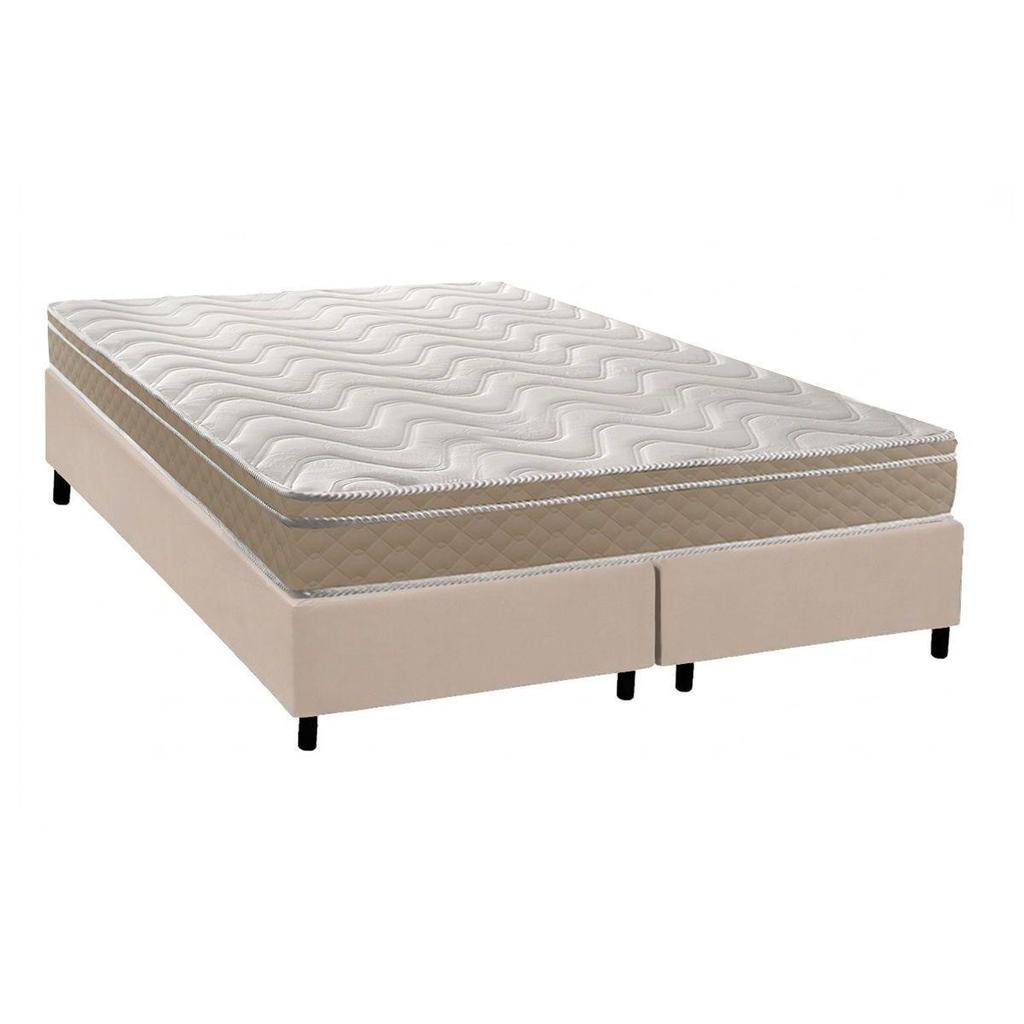 Cama Box King: Colchão Espuma D33 Paropas Anatômico Confort Ultra Firme + Base CRC Suede Clean (193x203)