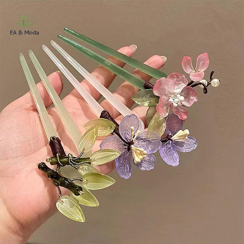 EA & Moda Em Forma De U Hairpin Acrílico Flor Cabelo Sti Costeletastis Grampos De Chineses Casamento Cocar Jóias Acessór