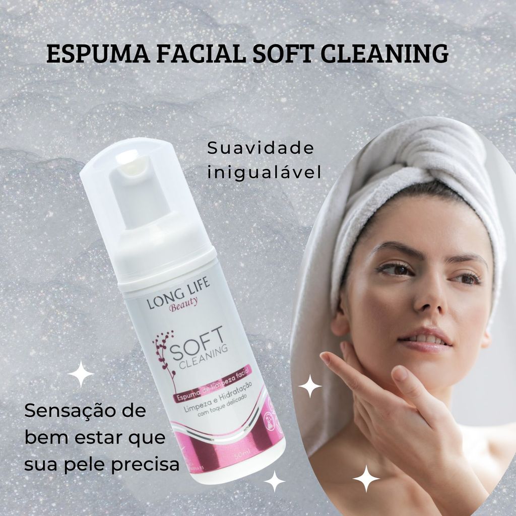 Espuma Facial Soft Cleaning Vegan 50ml (3 uni) Pele Saudável