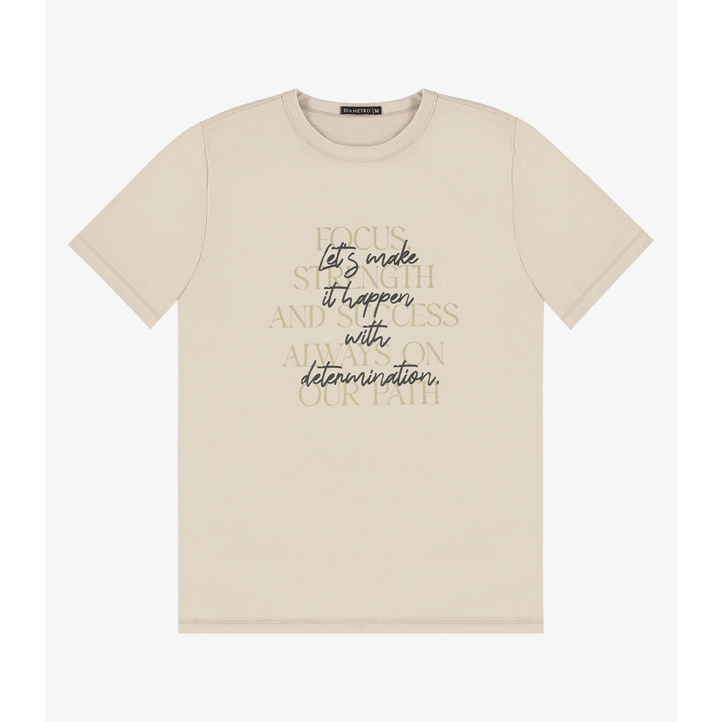 Camiseta Masculina em Meia Malha Diametro Bege