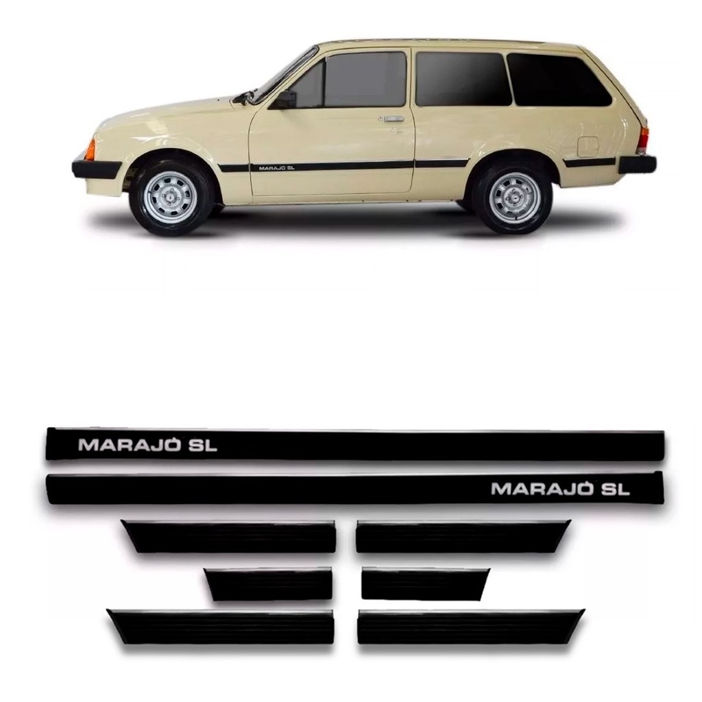 Friso Lateral Marajo SL 1983 A 1986 8 Peças Preto
