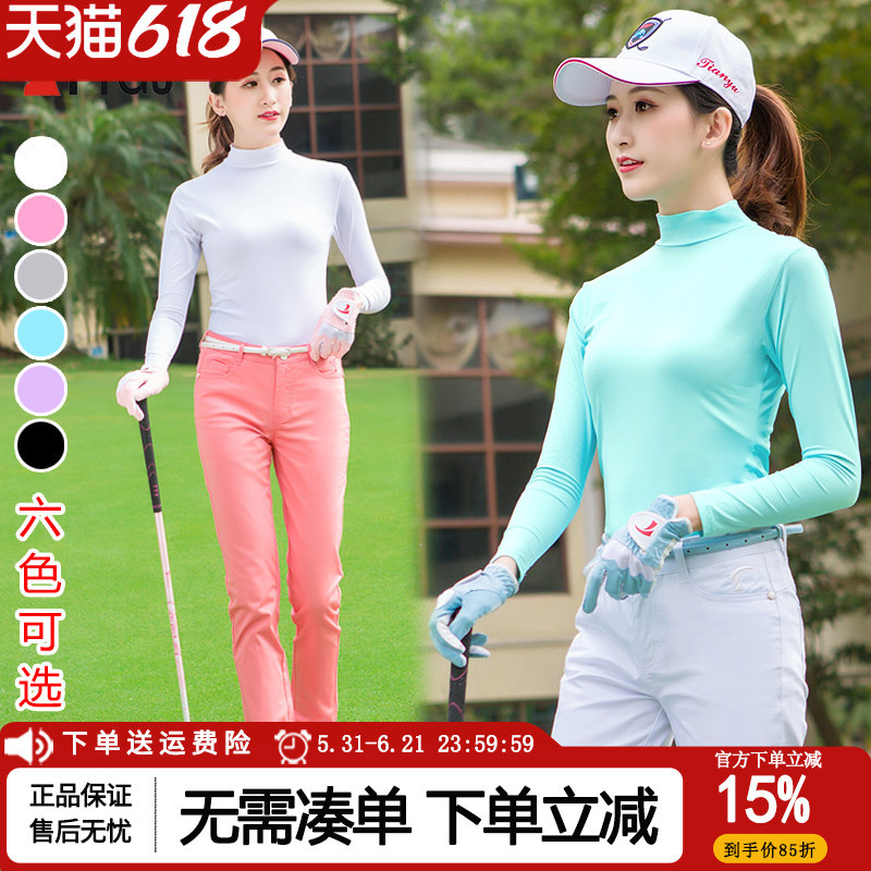 Roupas de golfe camiseta feminina de manga comprida primavera verão gelo seda protetor solar roupas bloqueando camisa de