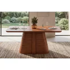 Mesa Jantar Ryze c/Tampo MDF Curvo 170x90cm Freijo DJ Móveis