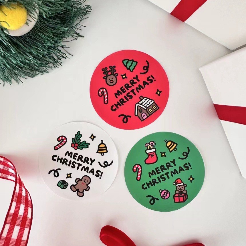 120 peças preço natal elementos redondos adesivos presentes dos desenhos animados manual decoração adesivos presente ved
