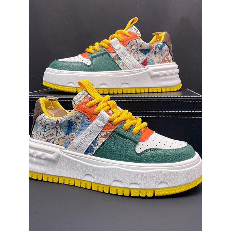 Sapatos brancos pequenos na moda tênis masculinos moda único multicolorido costura sapatos casuais sapatos masculinos ou