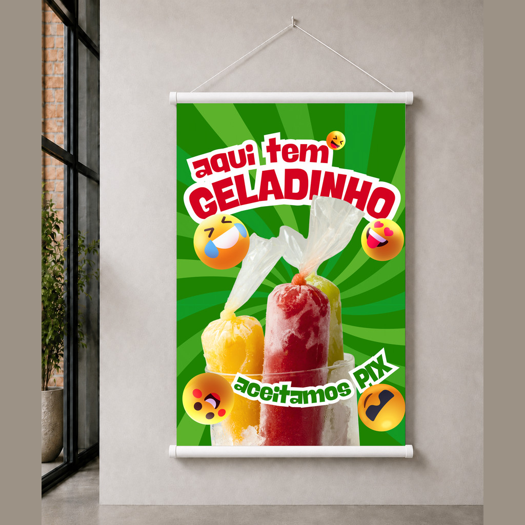 Banner aqui tem GELADINHO Arte Pronta Verde