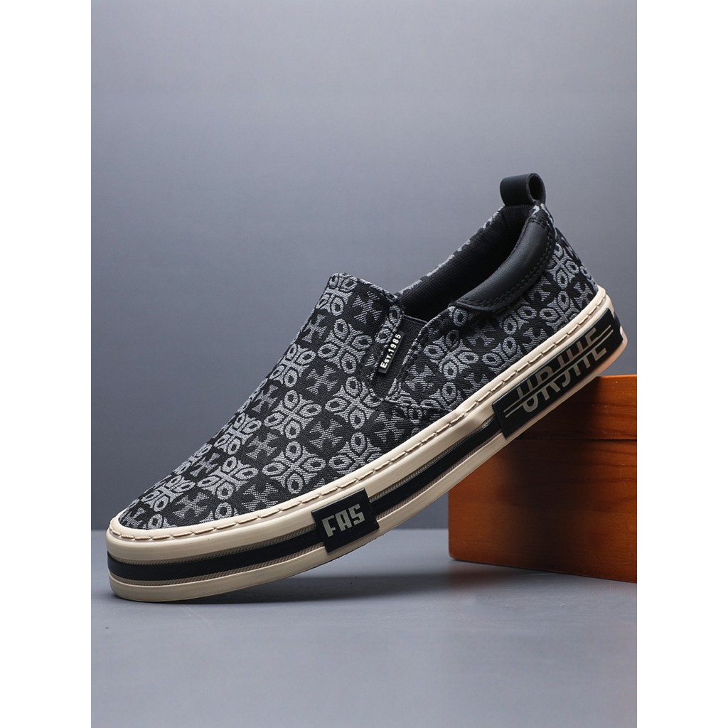 2026 novo estilo sapatos masculinos primavera respirável impresso sapatos de lona sapatos casuais masculinos deslizament