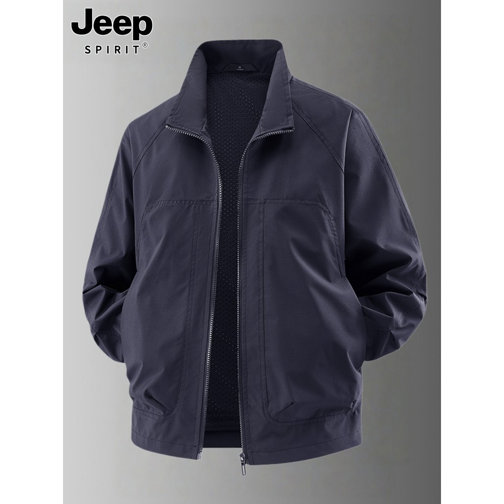 Jeep jaqueta Casual masculina primavera fina pai de meia-idade roupas masculinas primavera roupas gola alta jaqueta espo