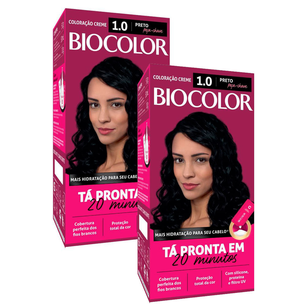 Kit 2 Tinta de Cabelo Biocolor Mini Kit Preto Fundamental 1.0