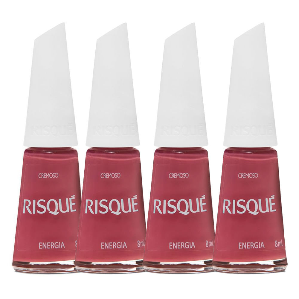 Kit 4 Esmalte Risqué Rosa Cremoso Energia 8ml
