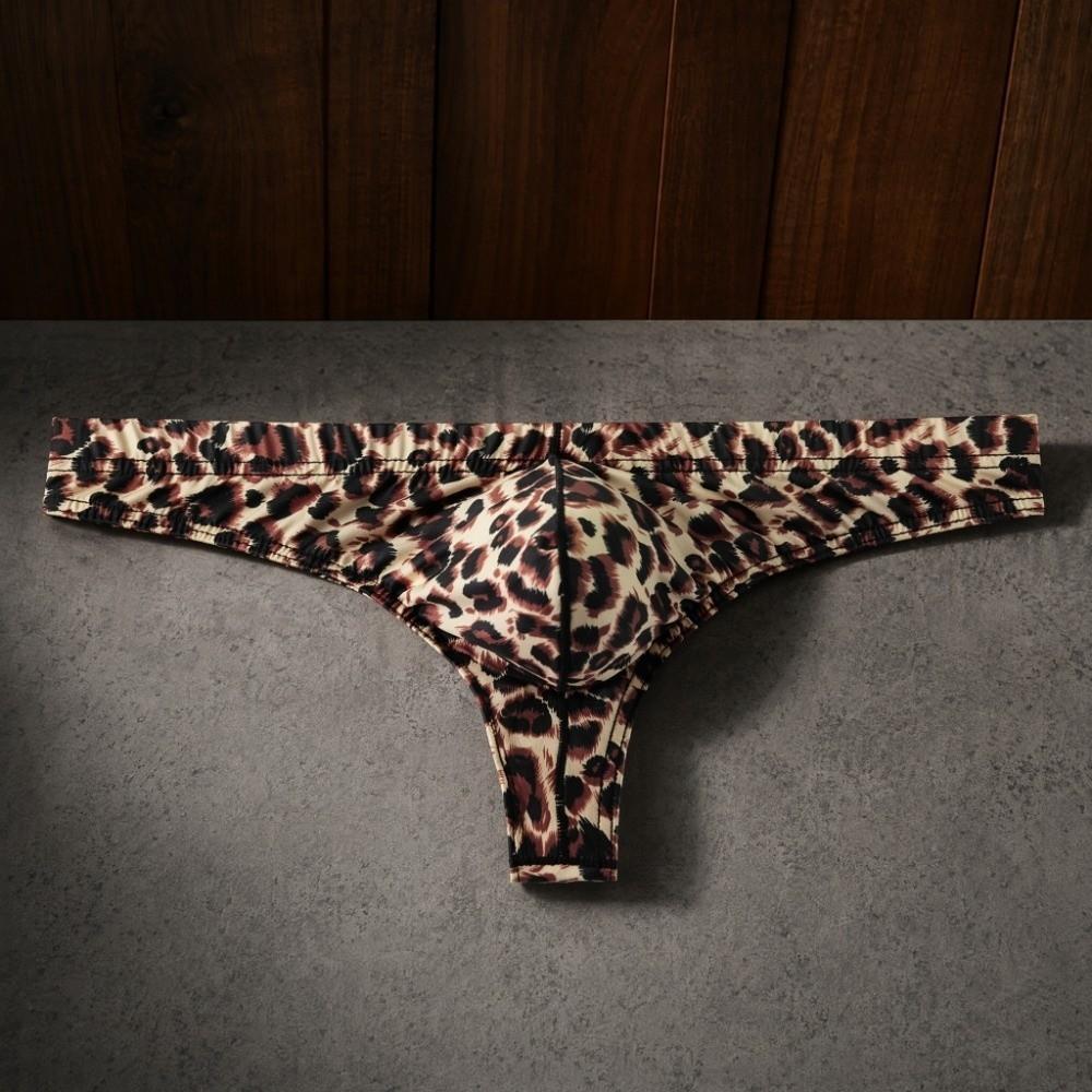 SD413UDC Tangas Masculinas Com Estampa De Leopardo , Cuecas De Lingerie Calcinha Masculina , Cintura Baixa , Costas Em T