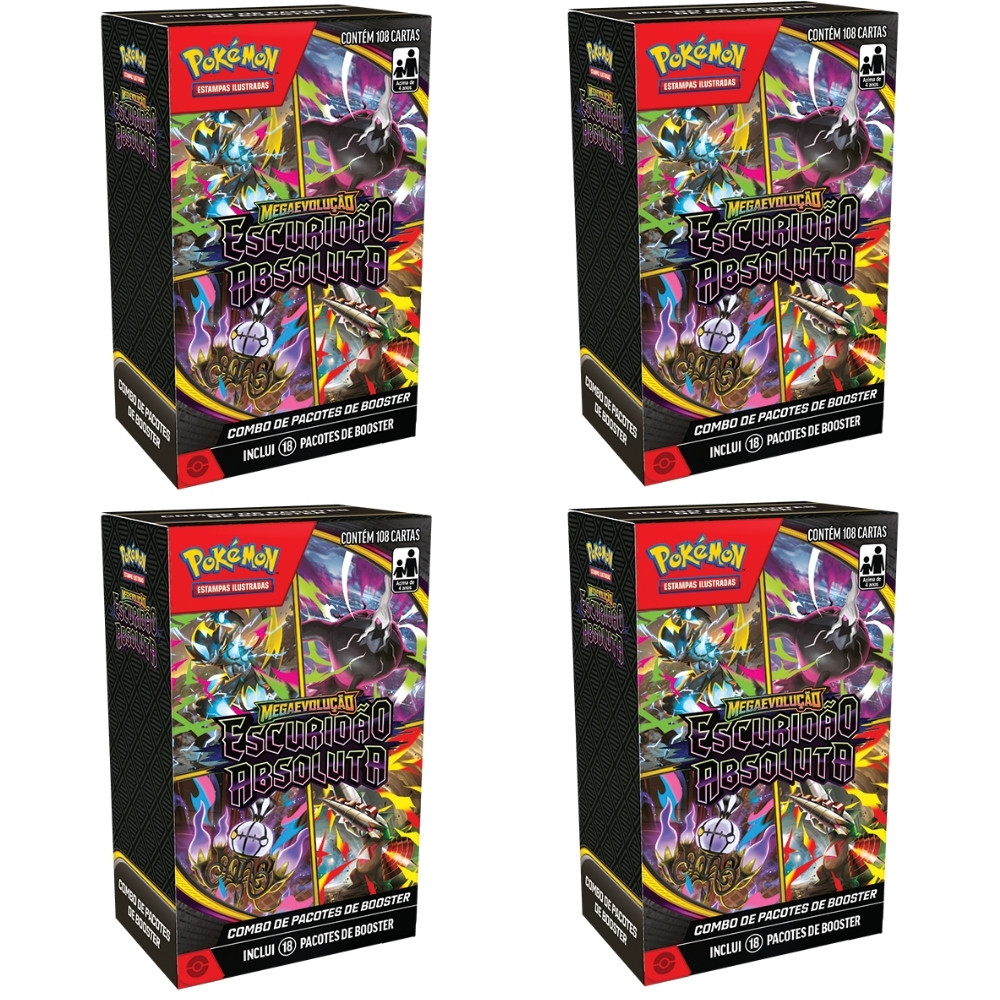 COMBO DE BOOSTER MINI DISPLAY ESCURIDÃO ABSOLUTA 18 PACOTES MEGA EVOLUÇÃO COPAG
