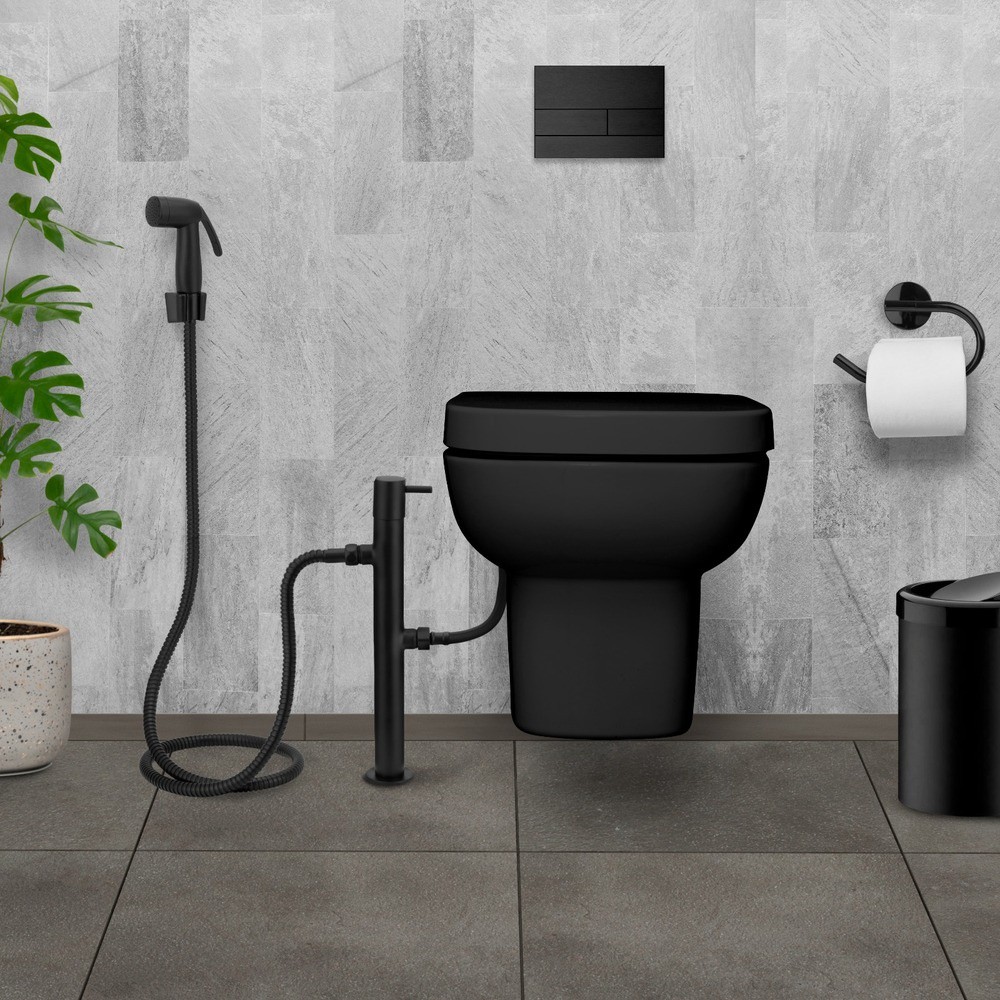 Ducha Higiênica Vertical De Piso Preto Black Com Derivação Banheiro — imagem 2 de 2