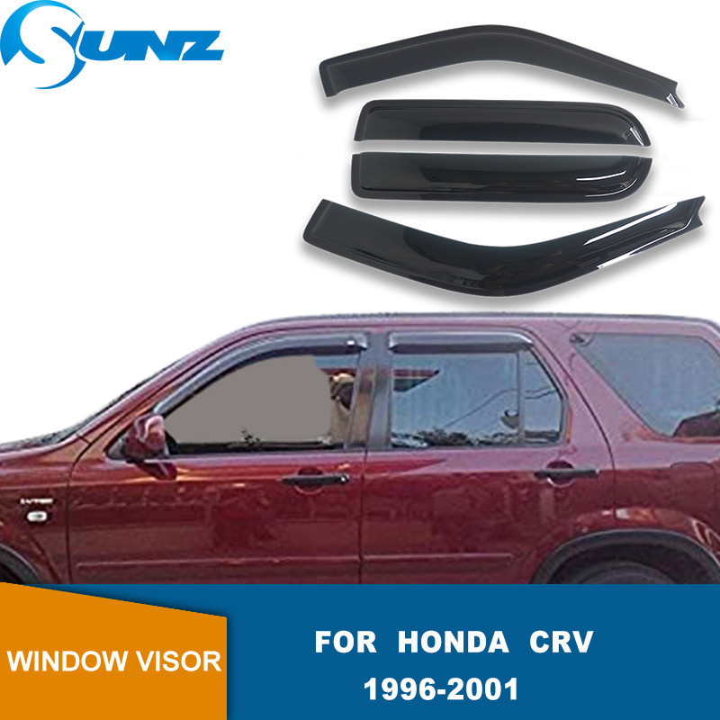 Defletores De Janela Lateral Para Honda CRV CR-V 1996 1997 1998 1999 2000 2001 Acrílico Preto Viseira Sol Chuva Defletor