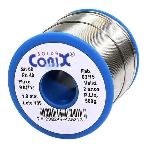 Solda Estanho 1mm Cobix 60x40 Rolo 500g Fluxo Ra Fio Liga Sn60 Pb40 Profissional Ferro Estação de Solda