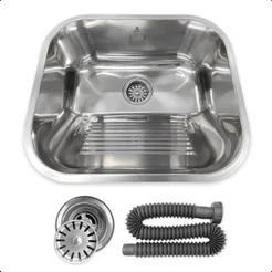 Tanque Para Lavanderia Pia De Aço Inox 304 Com Ralo Sifão 40x34cm Fácil Instalação