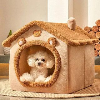Casa de Cama para Gato e Cachorro, Toca Fechada Aconchegante, Lavável, Quente para Inverno, Tamanhos M e L