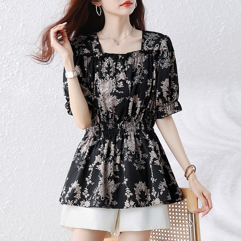 Olhos grandes [Roupas femininas grandes] Camisa de manga curta - Roupas de verão da moda Plus Size Roupas femininas Temp