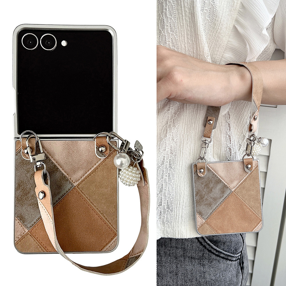 LUSHUO Retro Cor Colisão Pérola Pulseira Caso De Telefone Para Motorola Razr 60