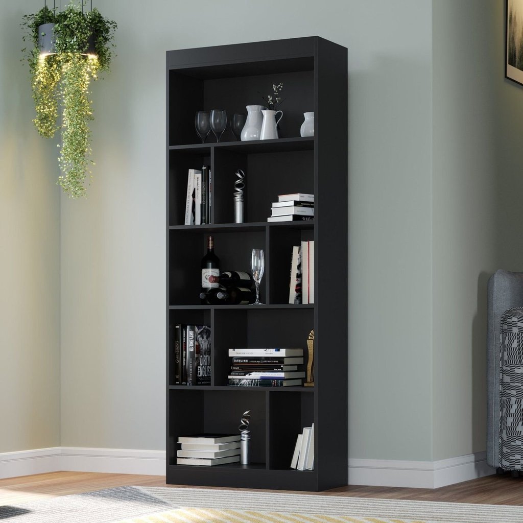 Estante de Livros 70CMX182CM 4 Prateleiras LV300 Preto Preto