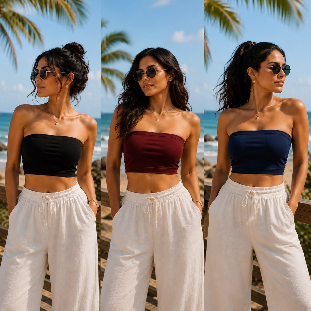 Kit 3 Top Faixa Tomara que Caia Feminino Confortável Não Transparente Alta Elasticidade Básico Premium Moda Verão