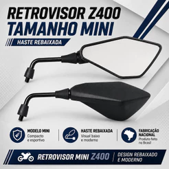 Retrovisor Mini Kawasaki Z400 Rebaixado 90º Honda Ou Yamaha Renascença