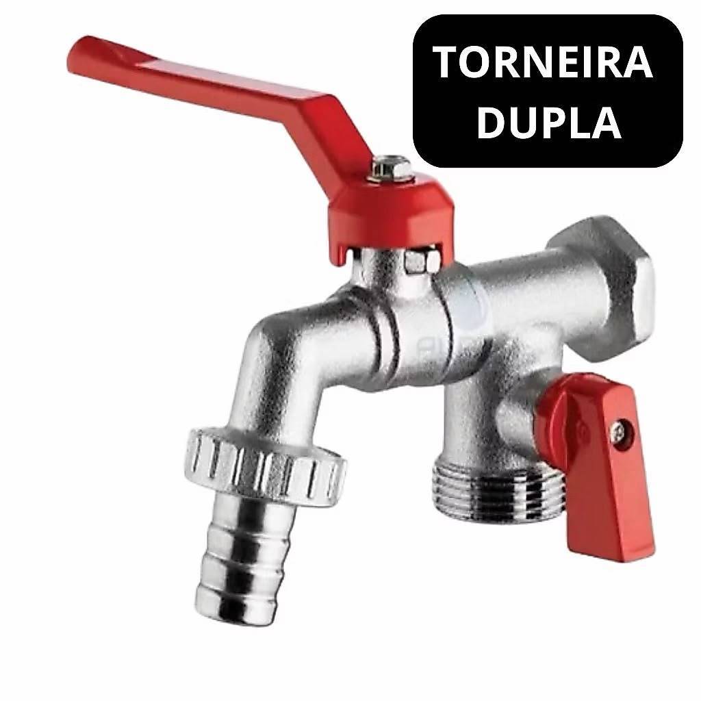 Torneira Esfera Tanque Máquina 2 Saídas Bico 1/2X3/4 Parede Tanque Maquina