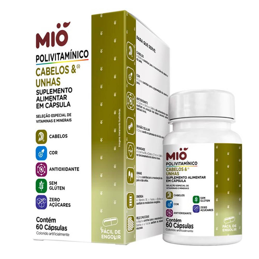 Kit 2 Polivitamínico Cabelos e Unhas Mió 60 Cápsulas