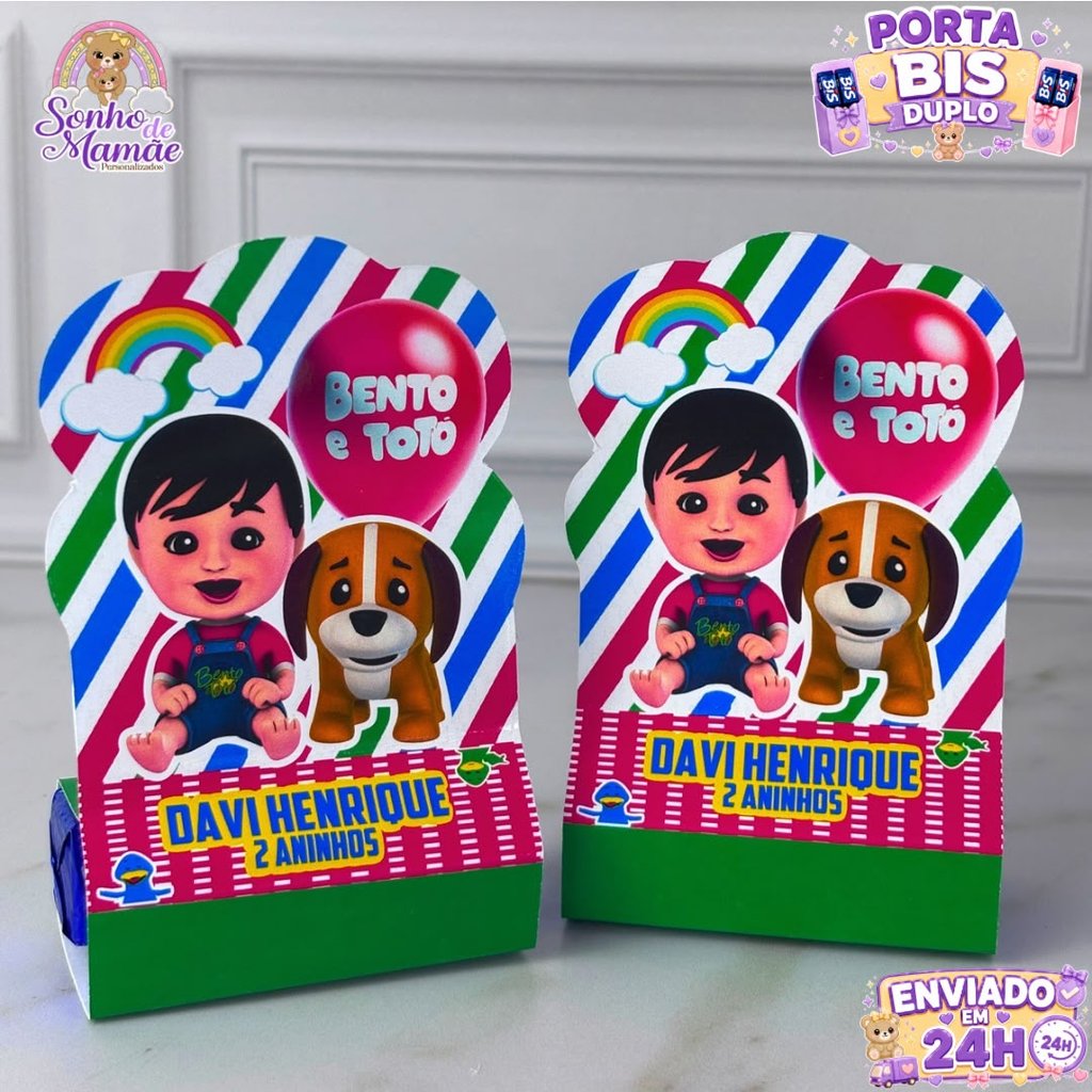 Porta Bis Duplo  Bento e Totó /caixa para doces Bento e Totó   / Festa de aniversário