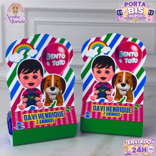 Porta Bis Duplo  Bento e Totó /caixa para doces Bento e Totó   / Festa de aniversário