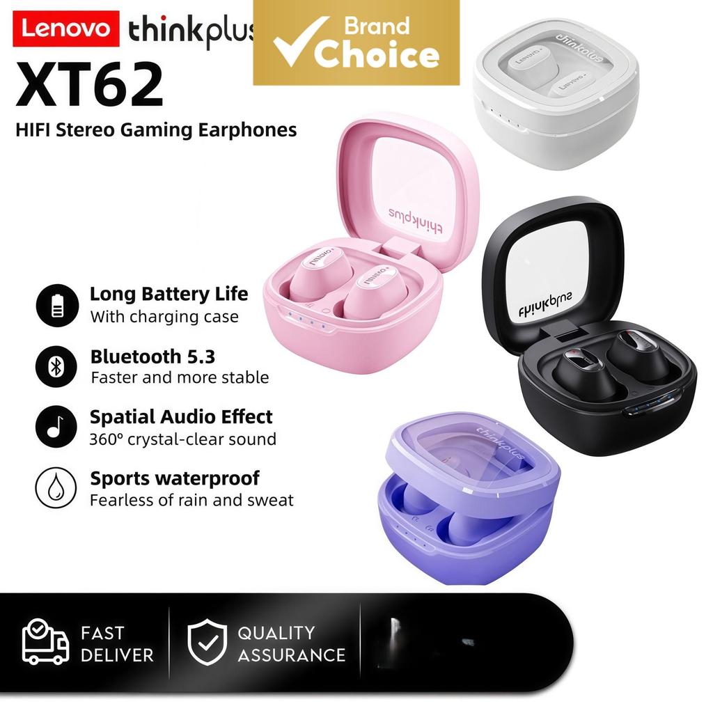 Lenovo XT62 Fones De Ouvido Sem Fio Bluetooth HiFi Estéreo Com Cancelamento De Ruído Microfone De Baixa Latência IPX5 À