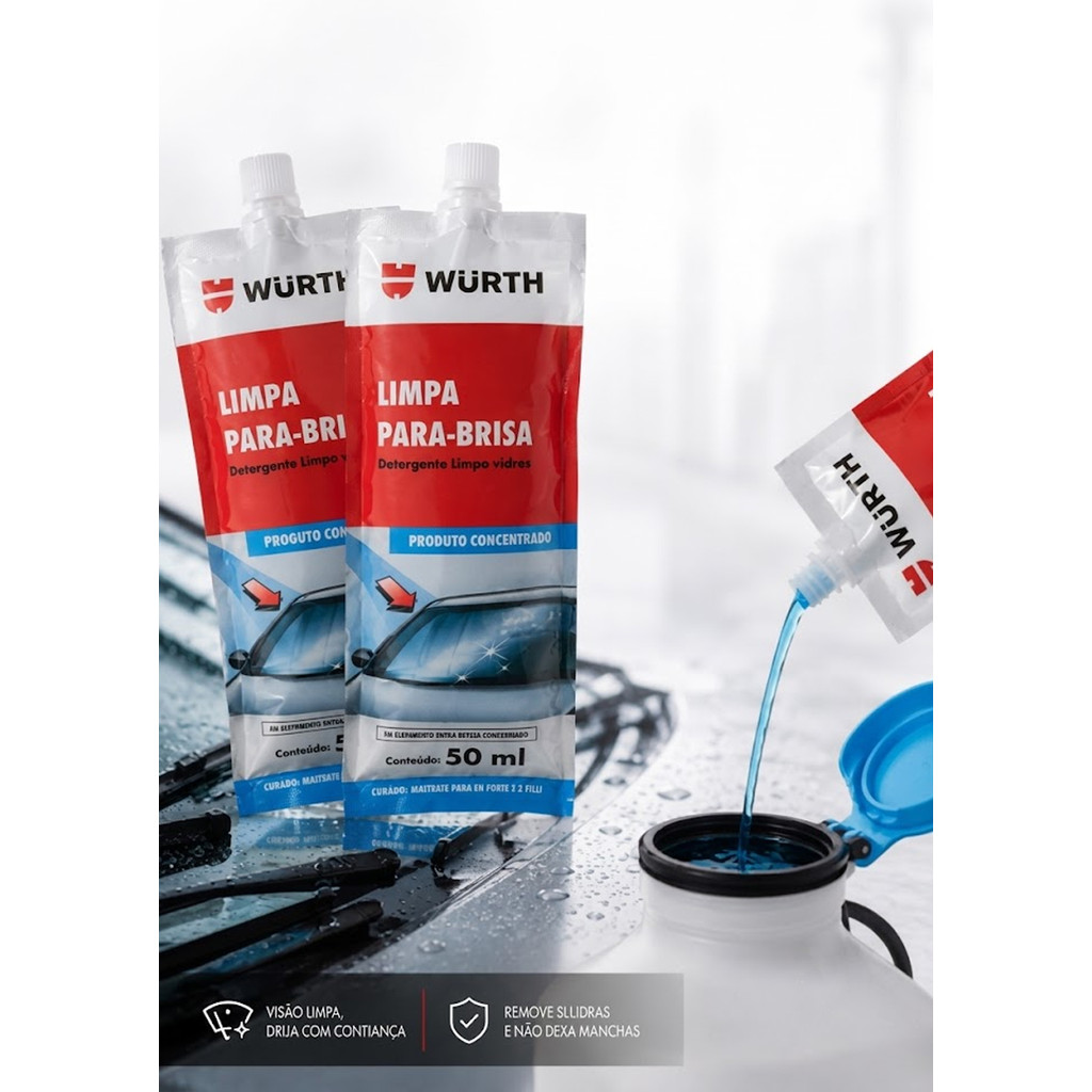 Kit 2 Limpa Para-Brisa Em Sachê 50ml WURTH